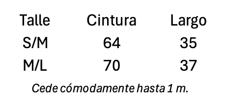 Guía de talles de Falda Florencia