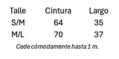 Guía de talles de Falda Serena