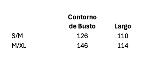 Guía de talles de Buzo Lumière