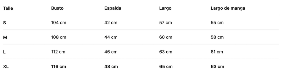 Guía de talles de Camisa Maiori