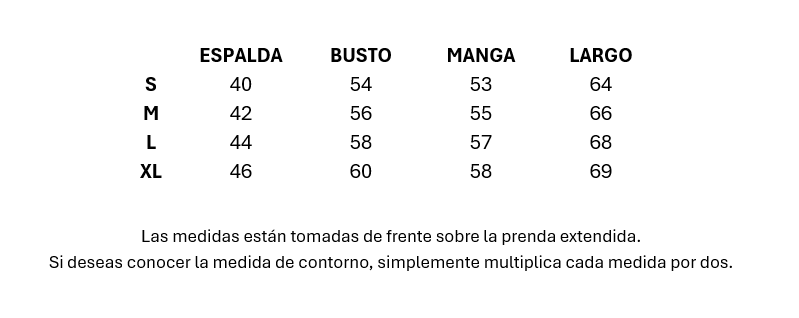 Guía de talles de Camisa Positano